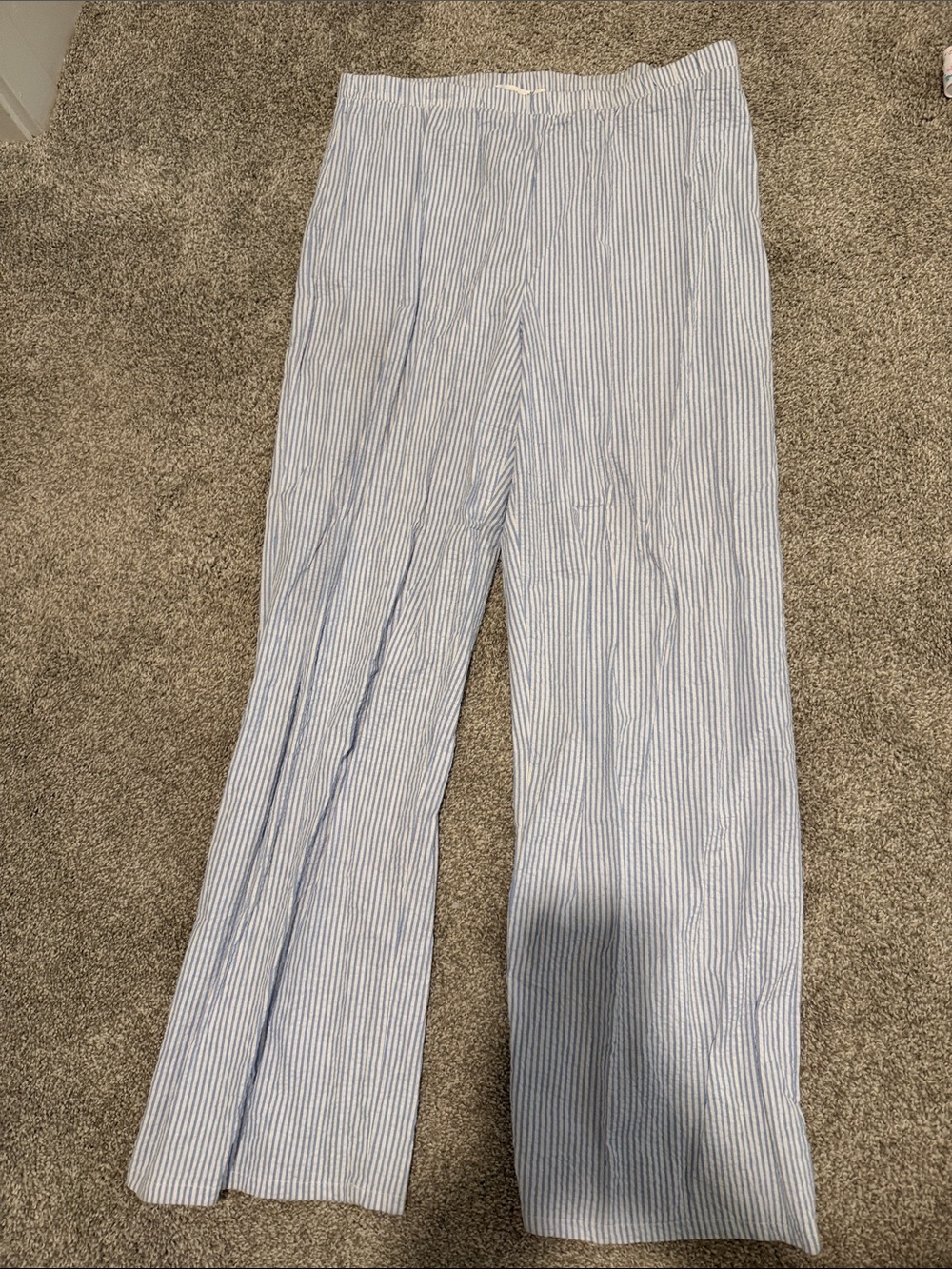 Altar’s state Light Blue & White Striped Wide Leg Pants